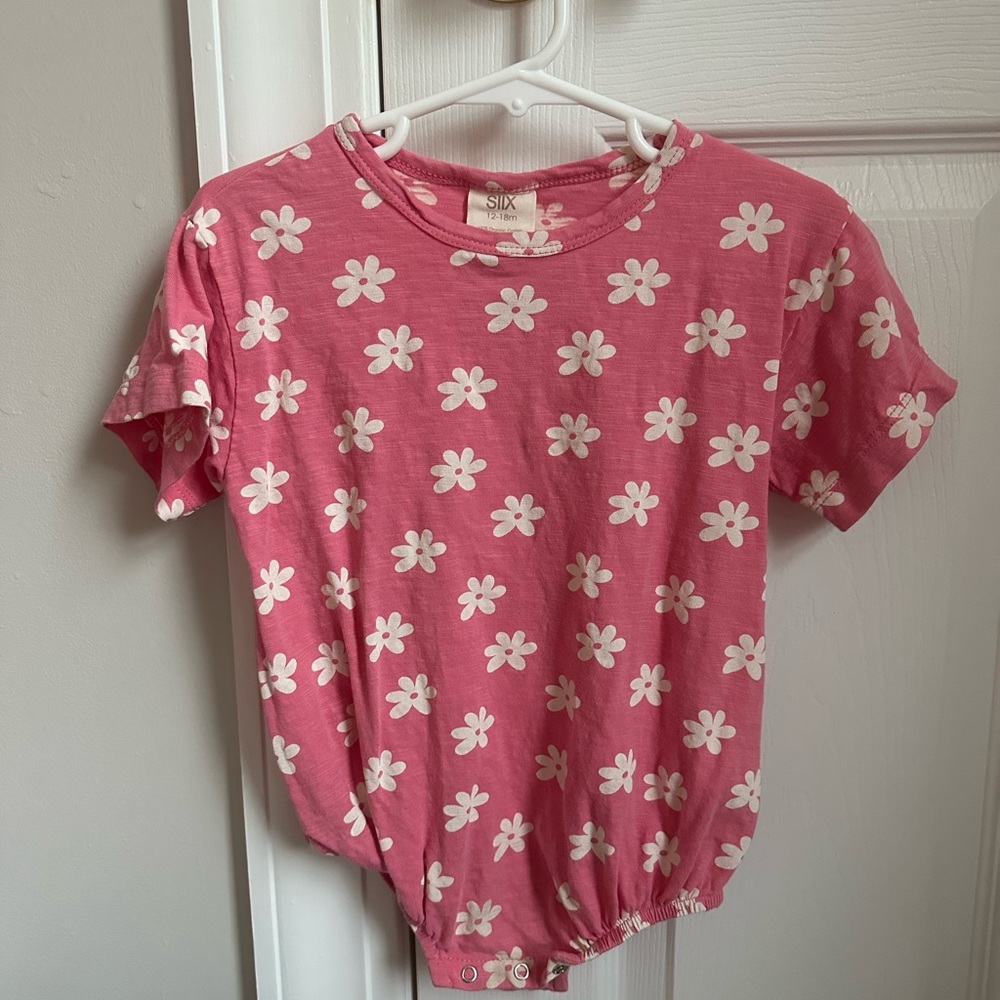 Pink Floral Toddler Romper